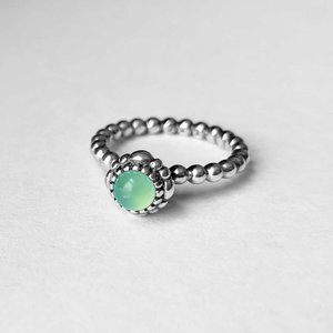 PANDORA Sterling Silver Chrysoprase May Birthday Blooms Ring